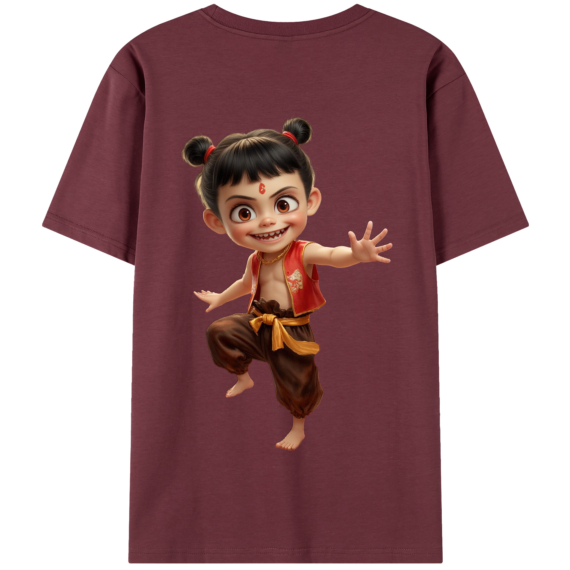 （画像用） Ne Zha 2 ナタ 魔童の大暴れ 綿100％半袖Tシャツ（背面プリント）